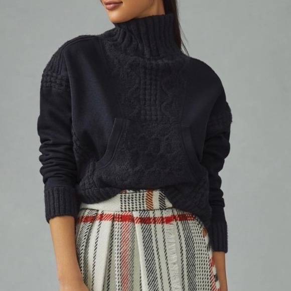 Anthropologie Daily Practice Black Cable-Knit Sweater XL NWT - Picture 3 of 11